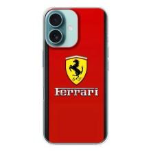 Силиконовый бампер с картинкой машины на iPhone 16 (Ferrari Logo)