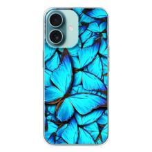 Силиконовый бампер с картинкой животных для iPhone 16 (Крылья бабочек)