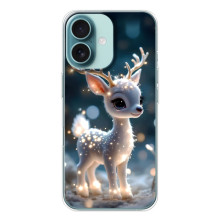 Яркий чехол для iPhone 16 с Зимними Оленятами – Блистающий оленёнок
