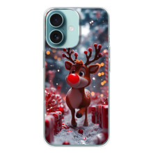 Яркий чехол для iPhone 16 с Зимними Оленятами – Олень среди подарков
