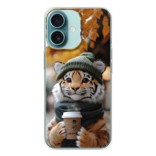 Печатный чехол «Зверята с кофе» для iPhone 16 – Тигр с кофе