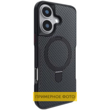 TPU+PC чехол Metal Buttons with MagSafe Carbon Ring для Apple iPhone 16e (6.1")