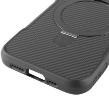 TPU+PC чохол Metal Buttons with MagSafe Carbon Ring для Apple iPhone 16e (6.1") – Чорний