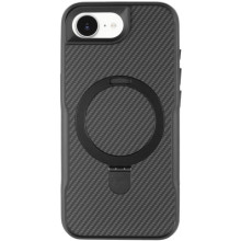 TPU+PC чехол Metal Buttons with MagSafe Carbon Ring для Apple iPhone 16e (6.1") – Черный