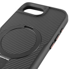 TPU+PC чехол Metal Buttons with MagSafe Carbon Ring для Apple iPhone 16e (6.1") – Черный