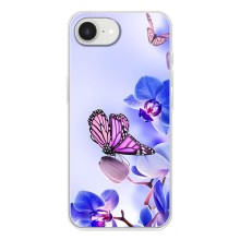Чехлы с Цветами для iPhone 16е (VPrint) (Бабочка на цветочке)