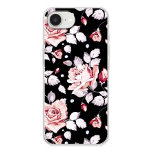Чехлы с Цветами для iPhone 16е (VPrint) (Цветочки на черном)