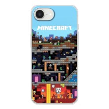 Чехол Майнкрафт на iPhone 16е (AlphaPrint) Minecraft (фон Minecraft)