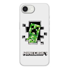 Чехол Майнкрафт на iPhone 16е (AlphaPrint) Minecraft (крипер Майнкрафт)