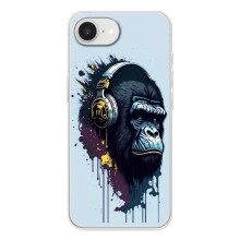 Чехол с Обезьянами iPhone 16е - (AlphaPrint) (Горилла в наушниках)