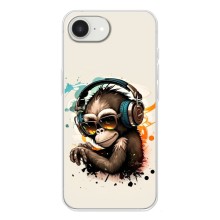 Чехол с Обезьянами iPhone 16е - (AlphaPrint) (Макака в наушниках)