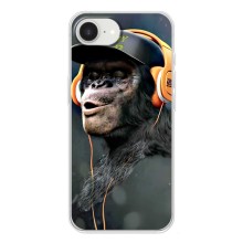 Чехол с Обезьянами iPhone 16е - (AlphaPrint) (В наушниках)