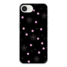 Чохол з розовим принтом для iPhone 16е (Рожеві квіти на чорному)