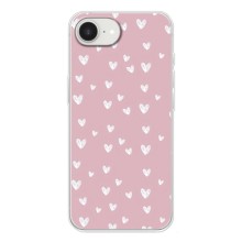 Чохол з розовим принтом для iPhone 16е (Сердечки на рожевому)