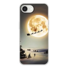 Новогодние, Праздничные Чехлы для iPhone 16е - 2024 год (Санта на луне)