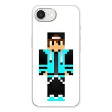 Чехлы для iPhone 16е (Персонажи Майн Крафт) – Мальчик в голубом