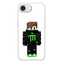 Чехлы для iPhone 16е (Персонажи Майн Крафт) – Зеленый мальчик