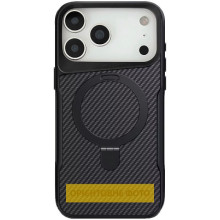 TPU+PC чохол Metal Buttons with MagSafe Carbon Ring для Apple iPhone 17 Air (6.5") – Чорний