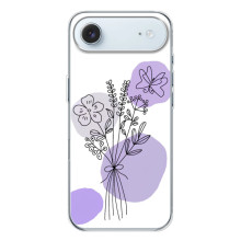 Силиконовый чехол с принтом в цветах на iPhone 17 Air (Фиолетовый букет)