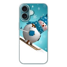 Новогодние Чехлы для Айфон 17 Air (VPrint) (Снеговик на лыжах)