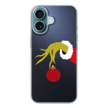 Зимние Чехлы для Айфон 17 Air - прозрачный фон (Гринч с игрушкой)