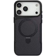 TPU+PC чохол Metal Buttons with MagSafe Carbon Ring для Apple iPhone 17 Pro Max (6.9") – Чорний