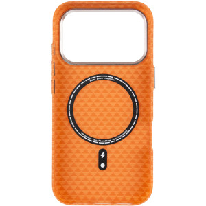 Чехол TPU+PC KVZV Triangular Pattern with Magnetic Fit для Apple iPhone 17 Pro Max / 18 Pro Max 6.9 – Оранжевый
