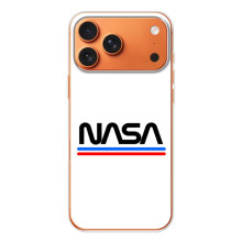Силиконовый бампер с принтом "Наса" на iPhone 17 Pro Max – NASA на белом фоне