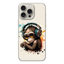 Чехол с Обезьянами iPhone 17 Pro Max - (AlphaPrint) (Макака в наушниках)