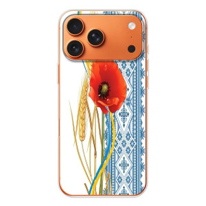 Силиконовый Чехол на iPhone 17 Pro Max с картинкой Вышиванки – Вышиванка с цветком