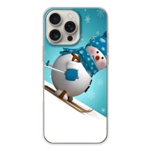 Новогодние Чехлы для Айфон 17 Pro Max (VPrint) (Снеговик на лыжах)