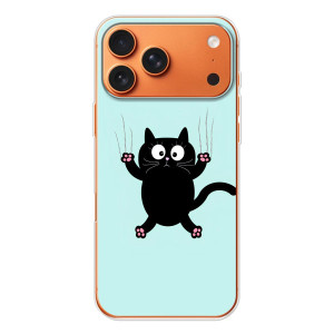 Силиконовый чехол с котиком для iPhone 17 Pro Max – Падающий кот