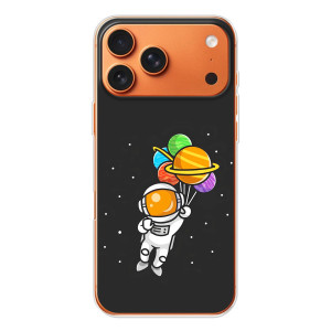 Силиконовый Чехол с принтом "Космонавты" на iPhone 17 Pro Max – Космонавт с шариками