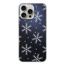 Зимние Чехлы для Айфон 17 Pro Max - прозрачный фон (Белые снежинки)