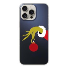 Зимние Чехлы для Айфон 17 Pro Max - прозрачный фон (Гринч с игрушкой)