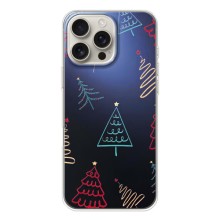 Зимние Чехлы для Айфон 17 Pro Max - прозрачный фон (Рождественские елки)