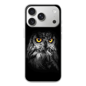 Чохли з принтом СОВИ для iPhone 17 Pro – Сова на чорному