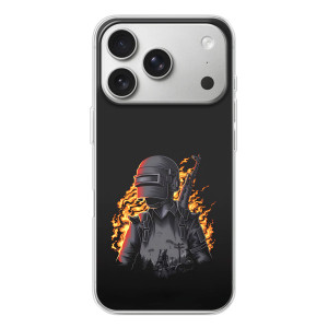 Силиконовый чехол с картинкой "Герой Pubg" на iPhone 17 Pro – В огне