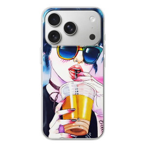 Чехол с картинкой Модные Девчонки iPhone 17 Pro – Девушка с коктейлем