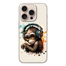 Чехол с Обезьянами iPhone 17 Pro - (AlphaPrint) (Макака в наушниках)