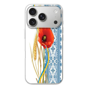 Силиконовый Чехол на iPhone 17 Pro с картинкой Вышиванки – Вышиванка с цветком