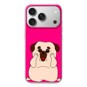 Чехол (ТПУ) Милые собачки для iPhone 17 Pro – Веселый Мопсик