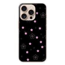 Чехол с розовым рисунком для iPhone 17 Pro (Розовые цветы на черном)