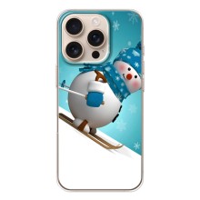 Новогодние Чехлы для Айфон 17 Pro (VPrint) (Снеговик на лыжах)