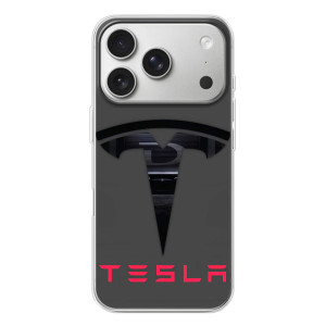 Силіконовий бампер з картинкою машини на iPhone 17 Pro – Logo TESLA