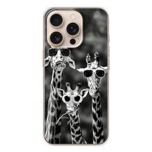 Силиконовый чехол с КАРТИНКАМИ лето для iPhone 17 Pro (AlphaPrint) (Жирафы в очках)