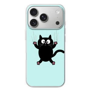 Силиконовый чехол с котиком для iPhone 17 Pro – Падающий кот