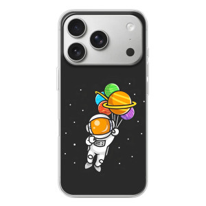 Силиконовый Чехол с принтом "Космонавты" на iPhone 17 Pro – Космонавт с шариками