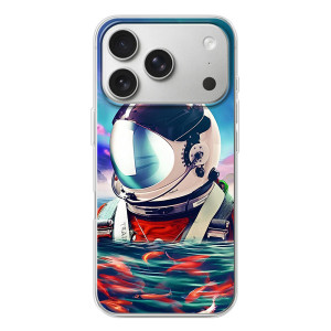 Силиконовый Чехол с принтом "Космонавты" на iPhone 17 Pro – Космонавт в воде