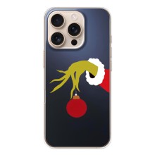 Зимние Чехлы для Айфон 17 Pro - прозрачный фон (Гринч с игрушкой)